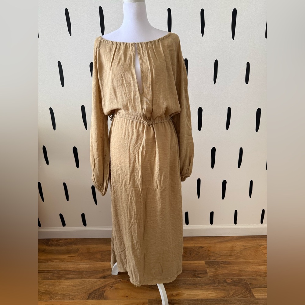 Zara Beige Long Sleeve Maxi Dress